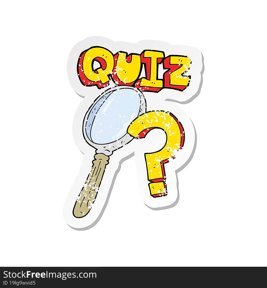 Retro Distressed Sticker Of A Cartoon Quiz Symbol