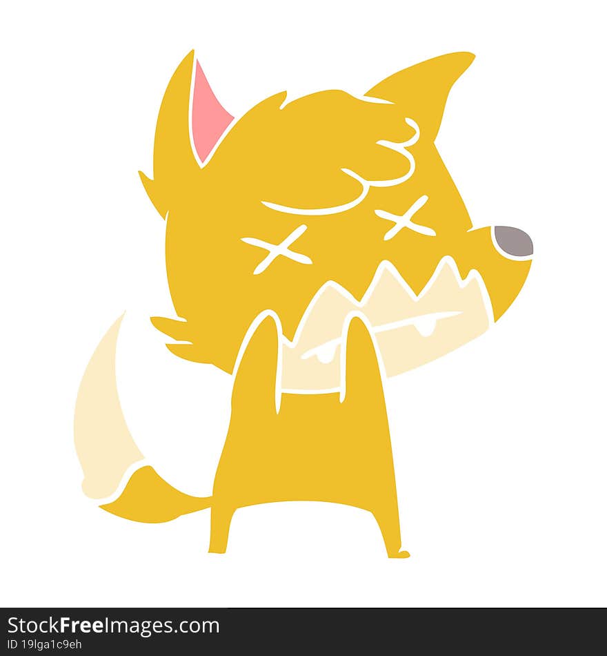 flat color style cartoon dead fox