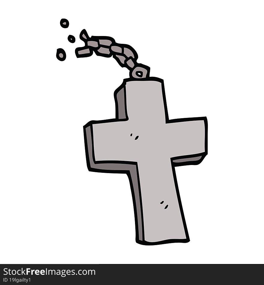 cartoon doodle silver cross