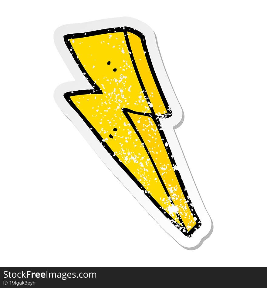 distressed sticker of a cartoon lightning bolt