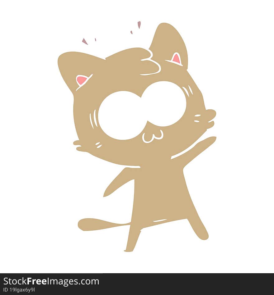 flat color style cartoon surprised cat