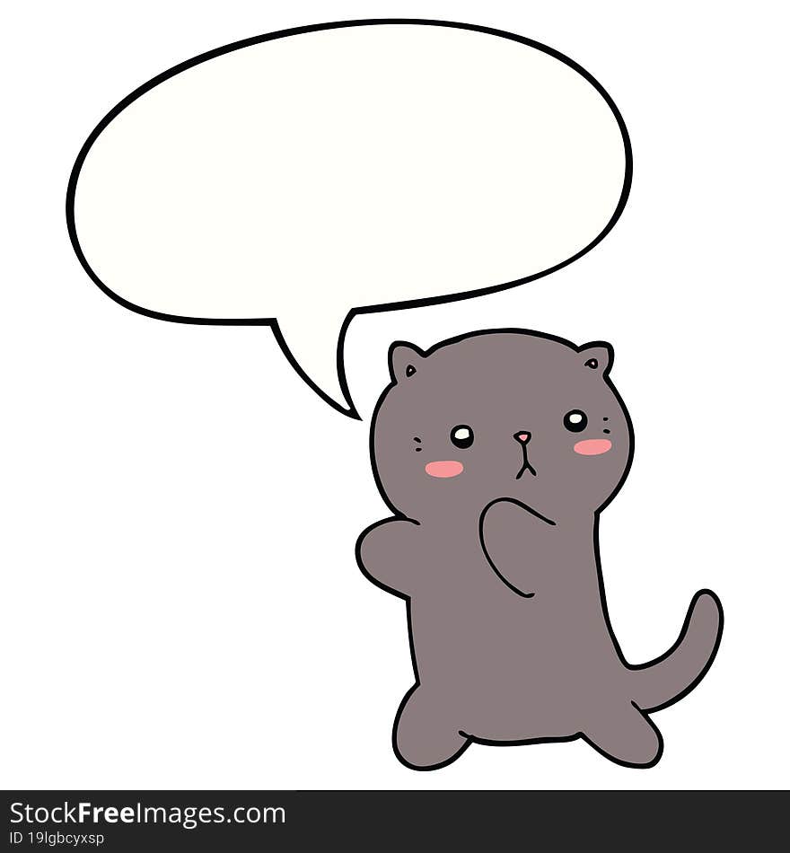 Cute Cartoon Cat And Speech Bubble