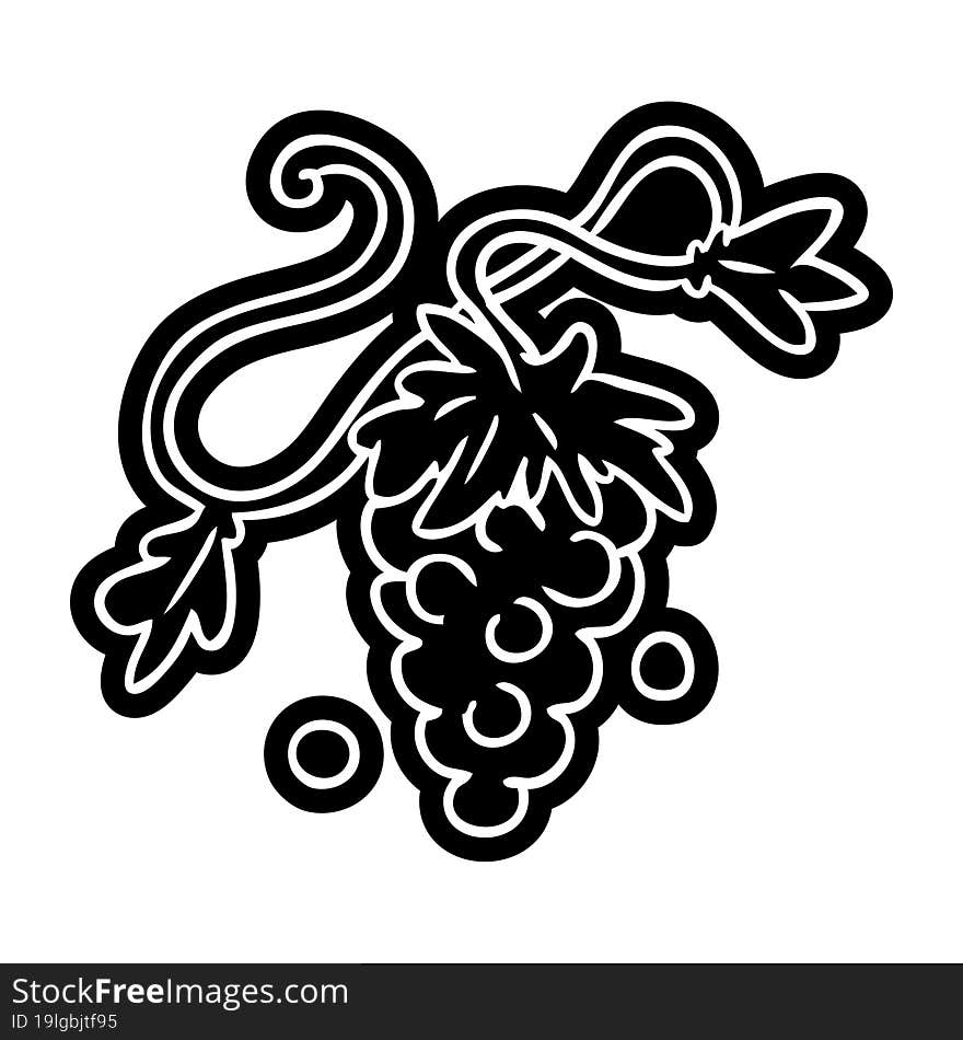 Cartoon Icon Drawing Of Grapes On Vine