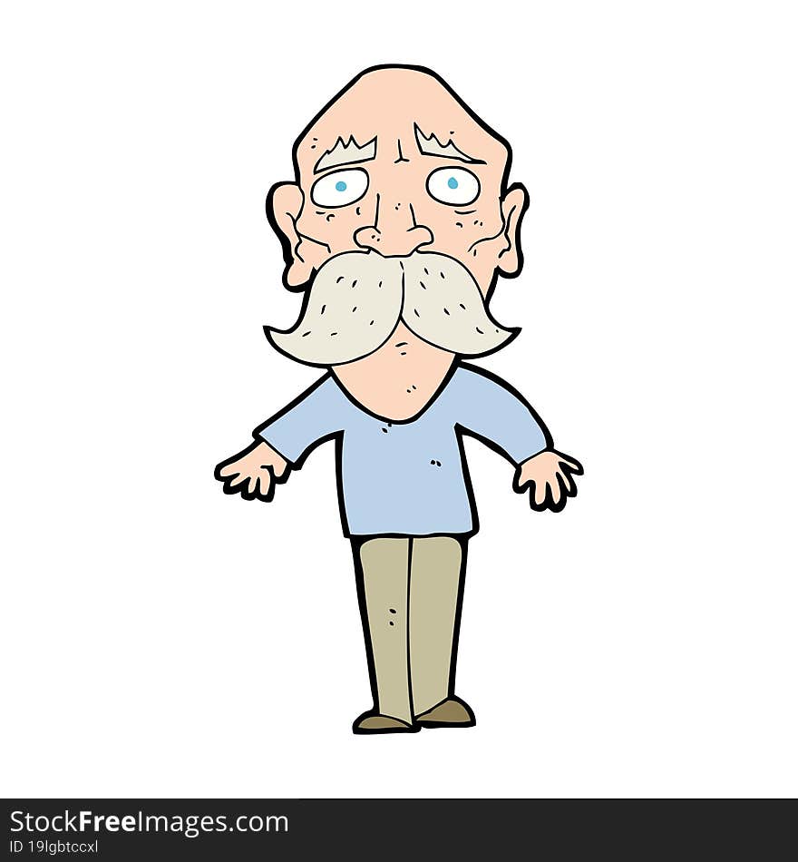 Cartoon Sad Old Man