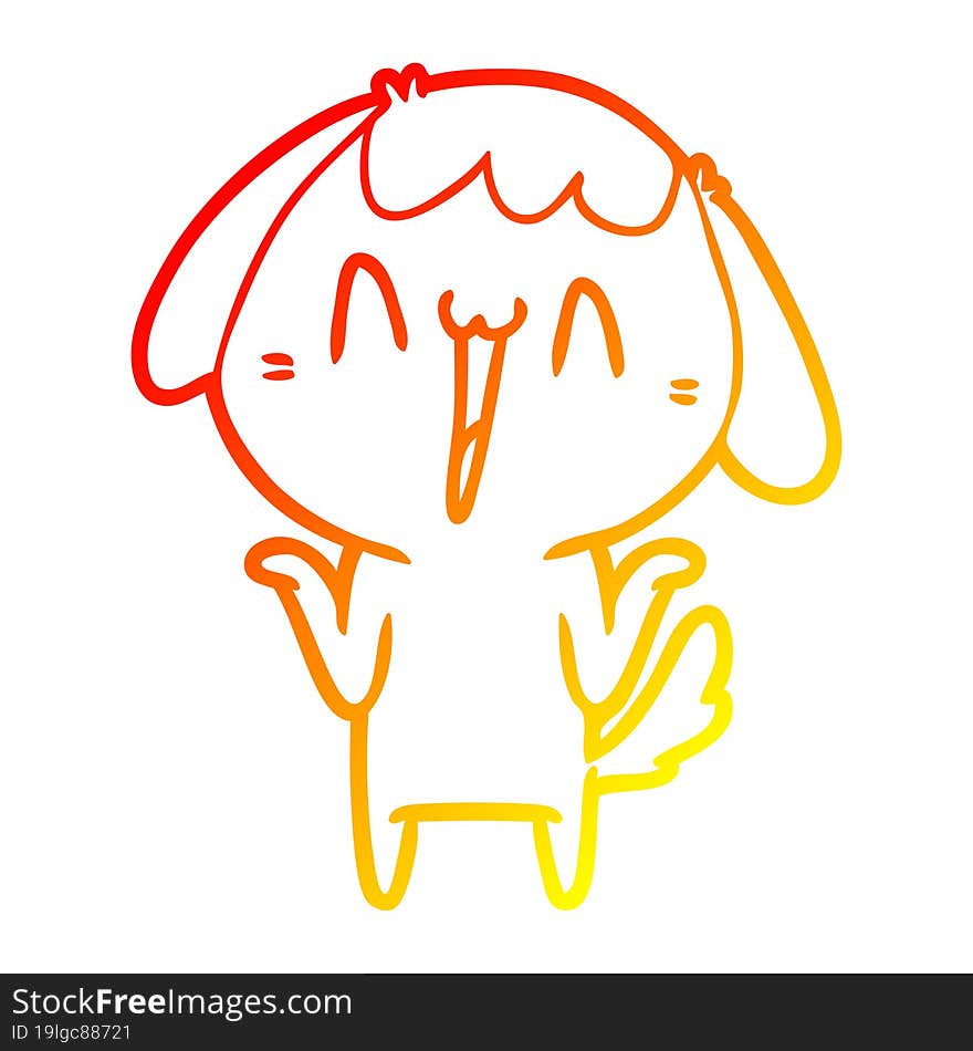 Warm Gradient Line Drawing Cute Cartoon Dog