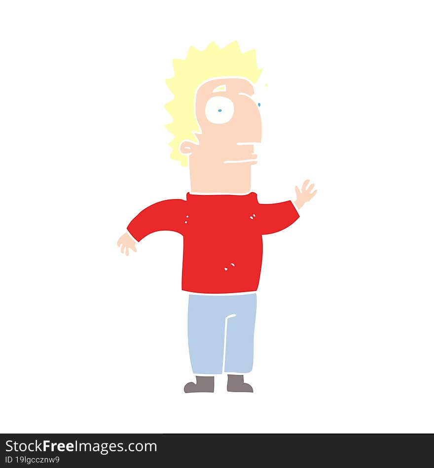 flat color illustration of man waving. flat color illustration of man waving