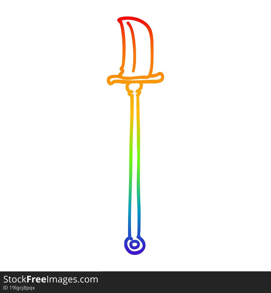 rainbow gradient line drawing cartoon knife