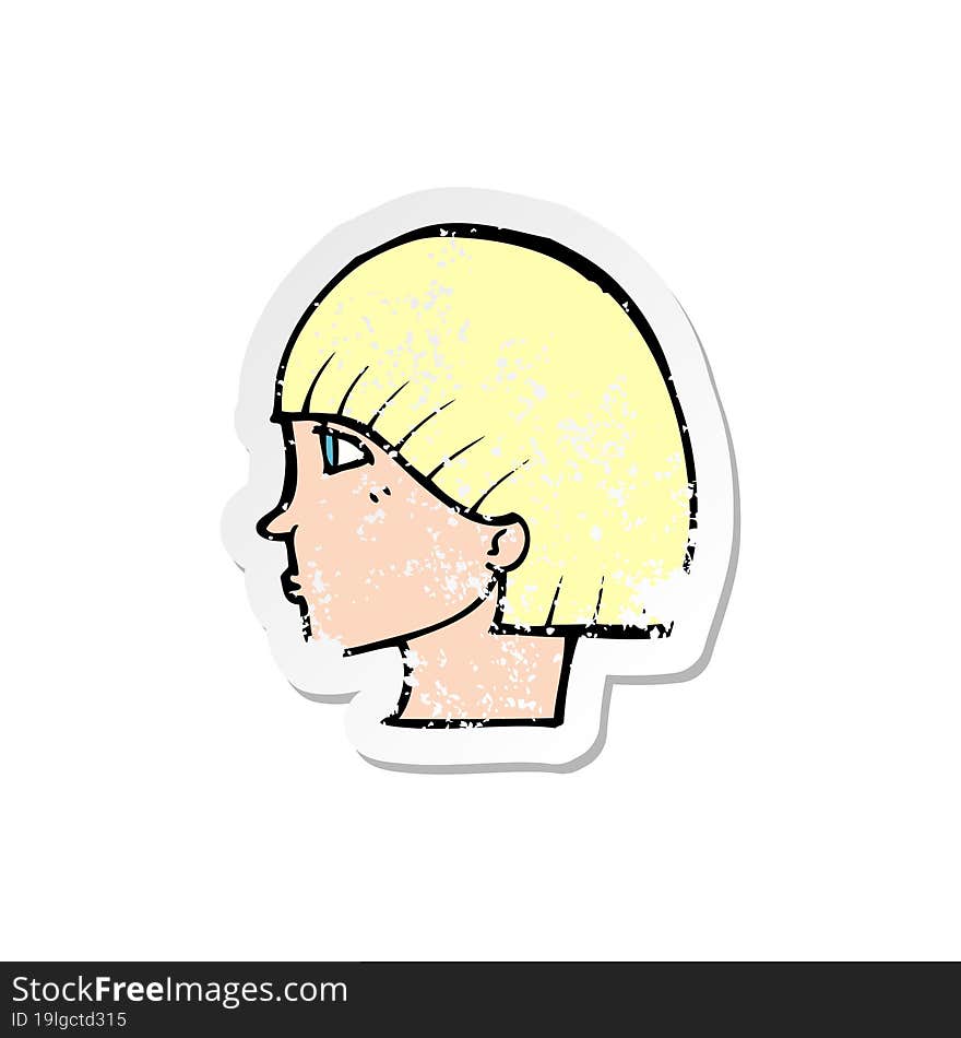 Retro Distressed Sticker Of A Cartoon Side Profile Face