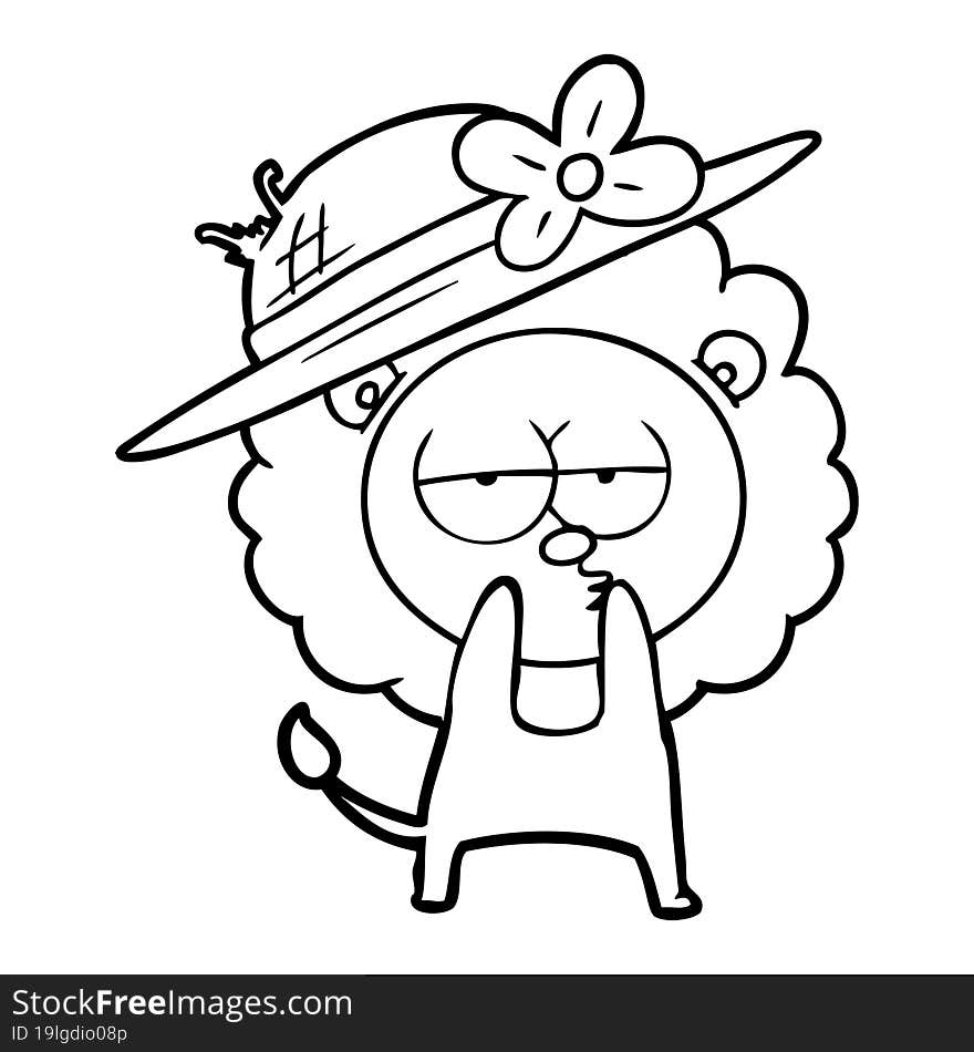 cartoon lion wearing hat. cartoon lion wearing hat