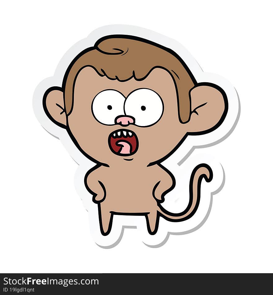 sticker of a cartoon shocked monkey