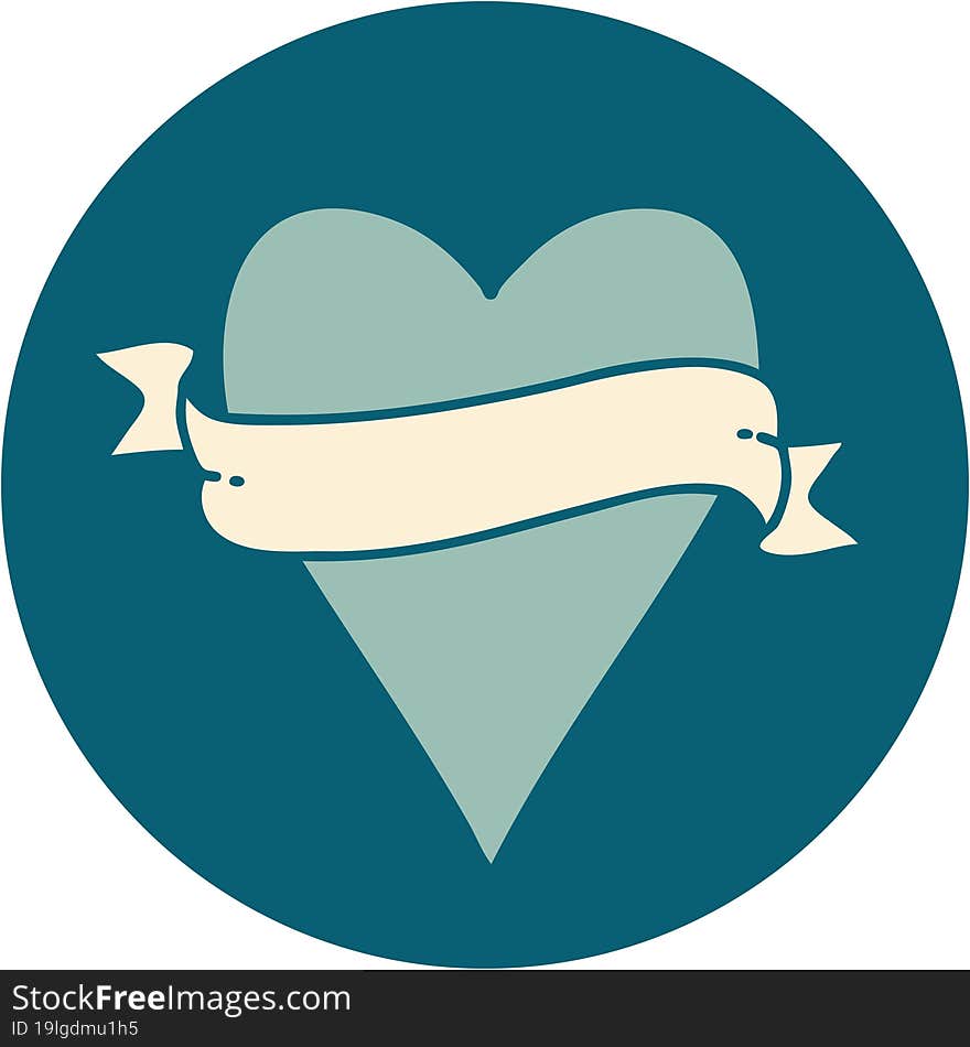 iconic tattoo style image of a heart and banner. iconic tattoo style image of a heart and banner