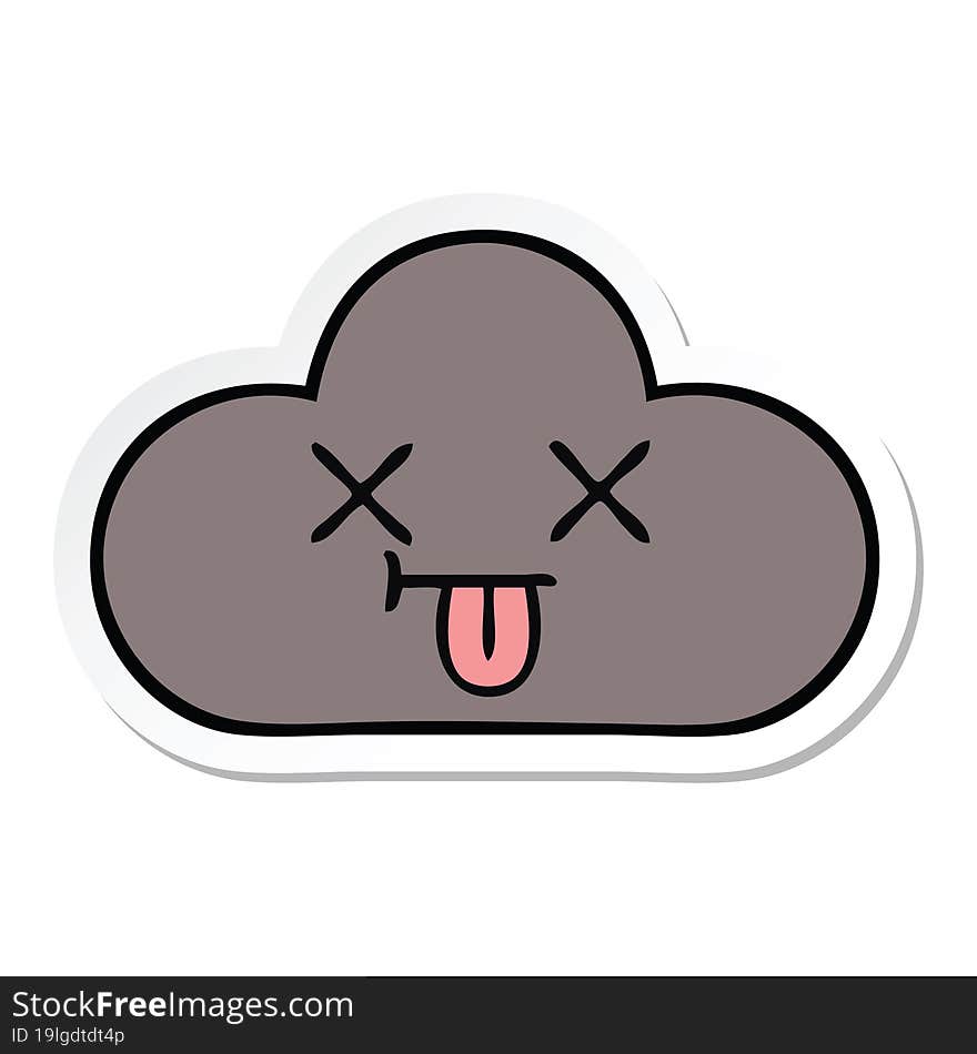 sticker of a cute cartoon storm cloud