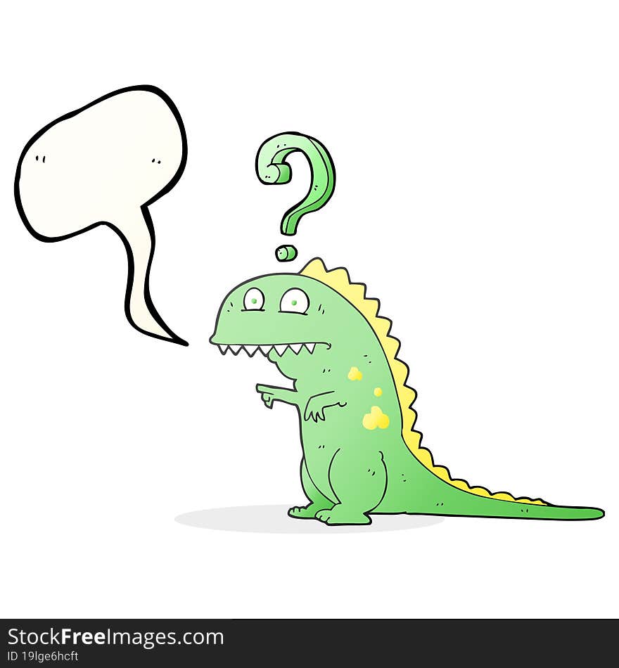 Speech Bubble Cartoon Confused Dinosaur