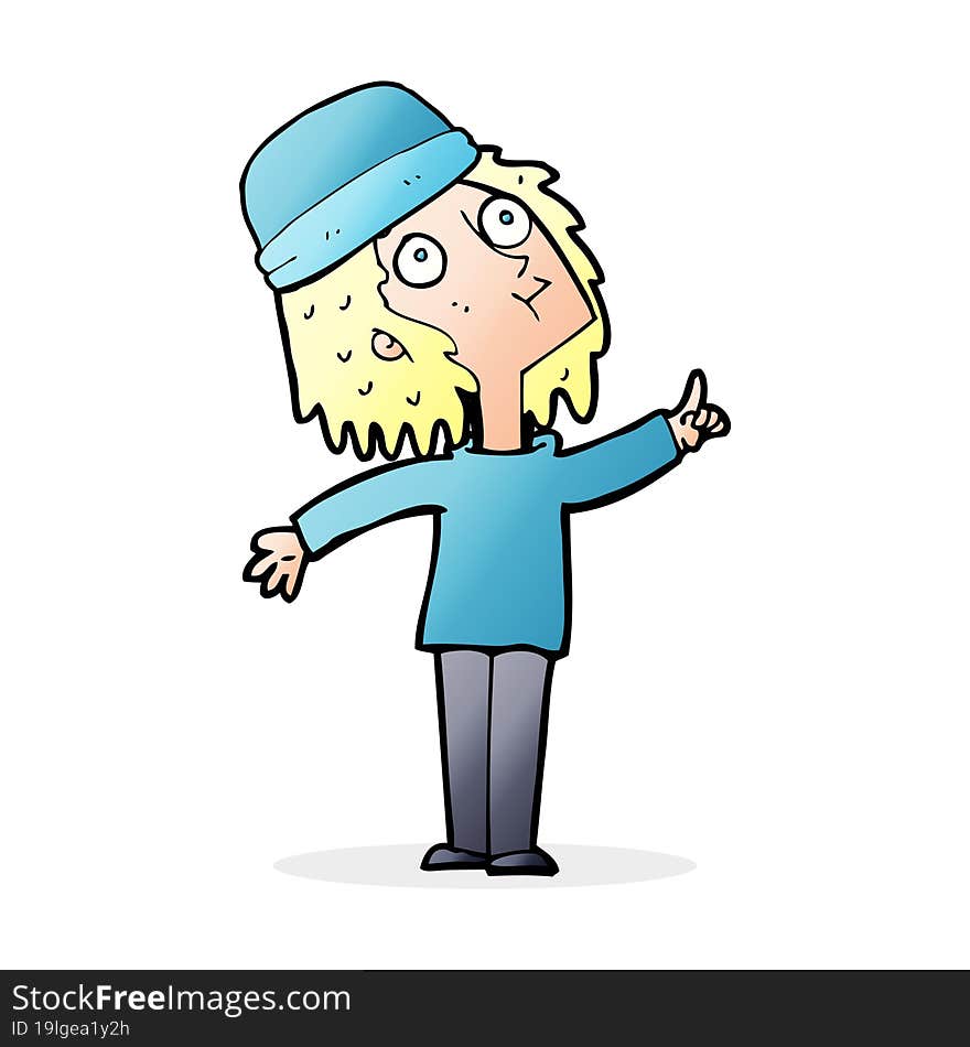 cartoon woman wearing winter hat