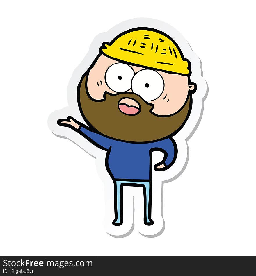 Sticker Of A Cartoon Surprised Bearded Man