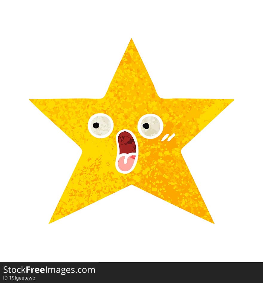 retro illustration style cartoon gold star