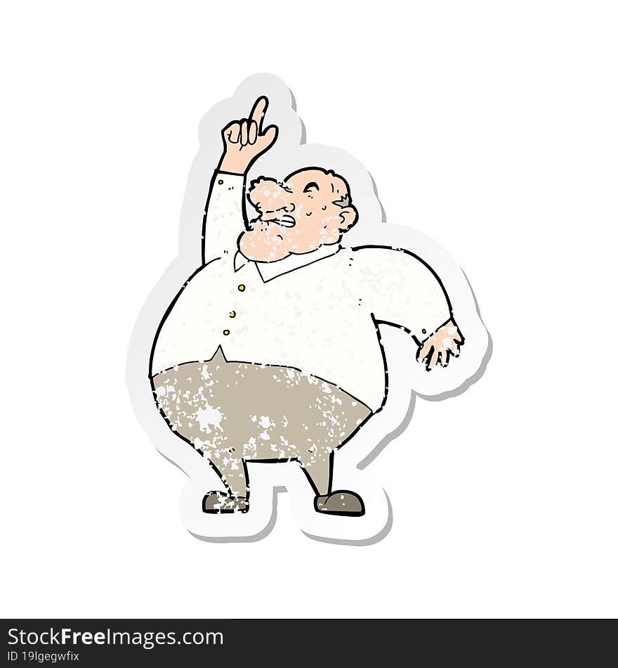 retro distressed sticker of a cartoon big fat boss