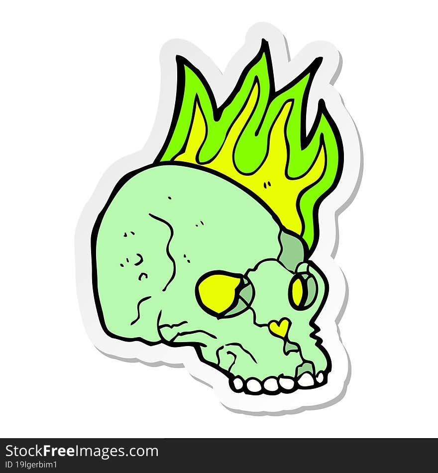 sticker of a cartoon spooky skull