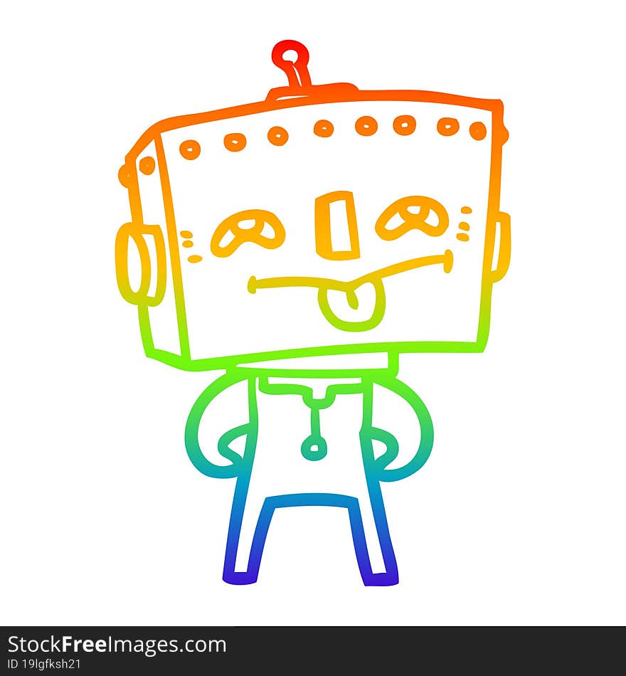 rainbow gradient line drawing cartoon robot