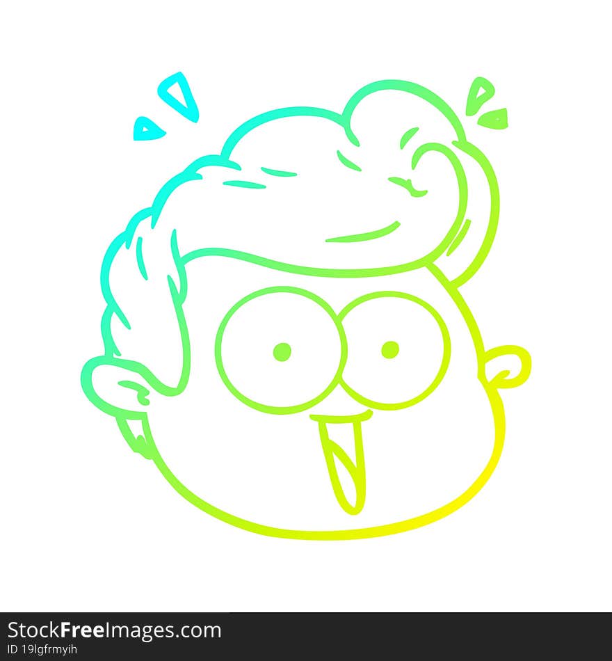 Cold Gradient Line Drawing Cartoon Male Face Surprised