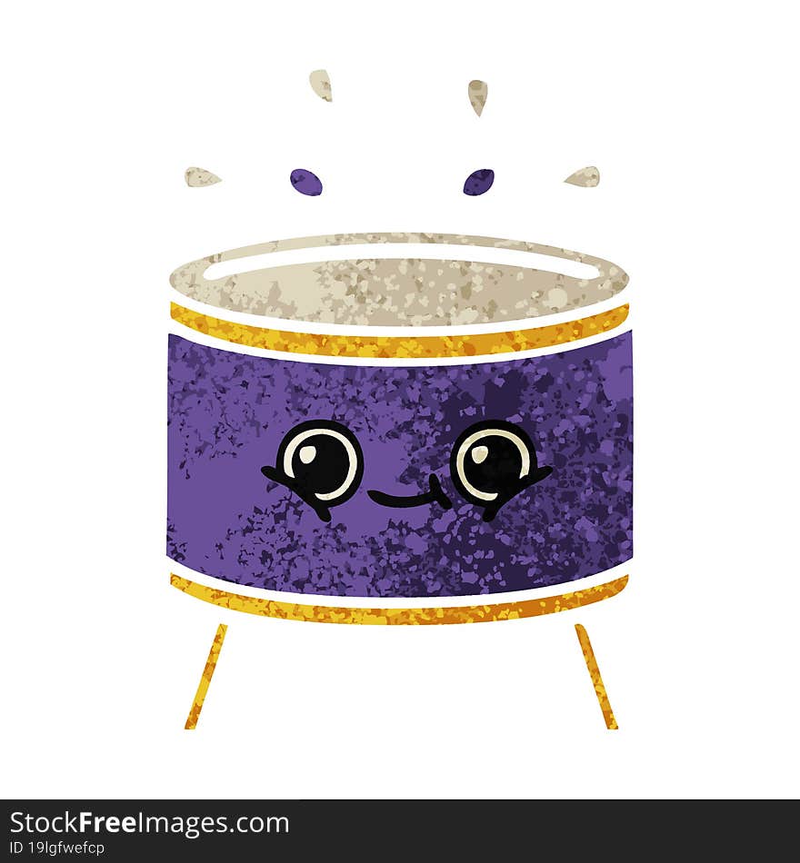 retro illustration style cartoon drum