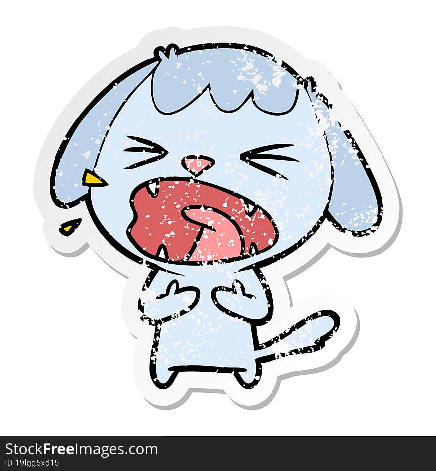 Distressed Sticker Of A Cute Cartoon Dog