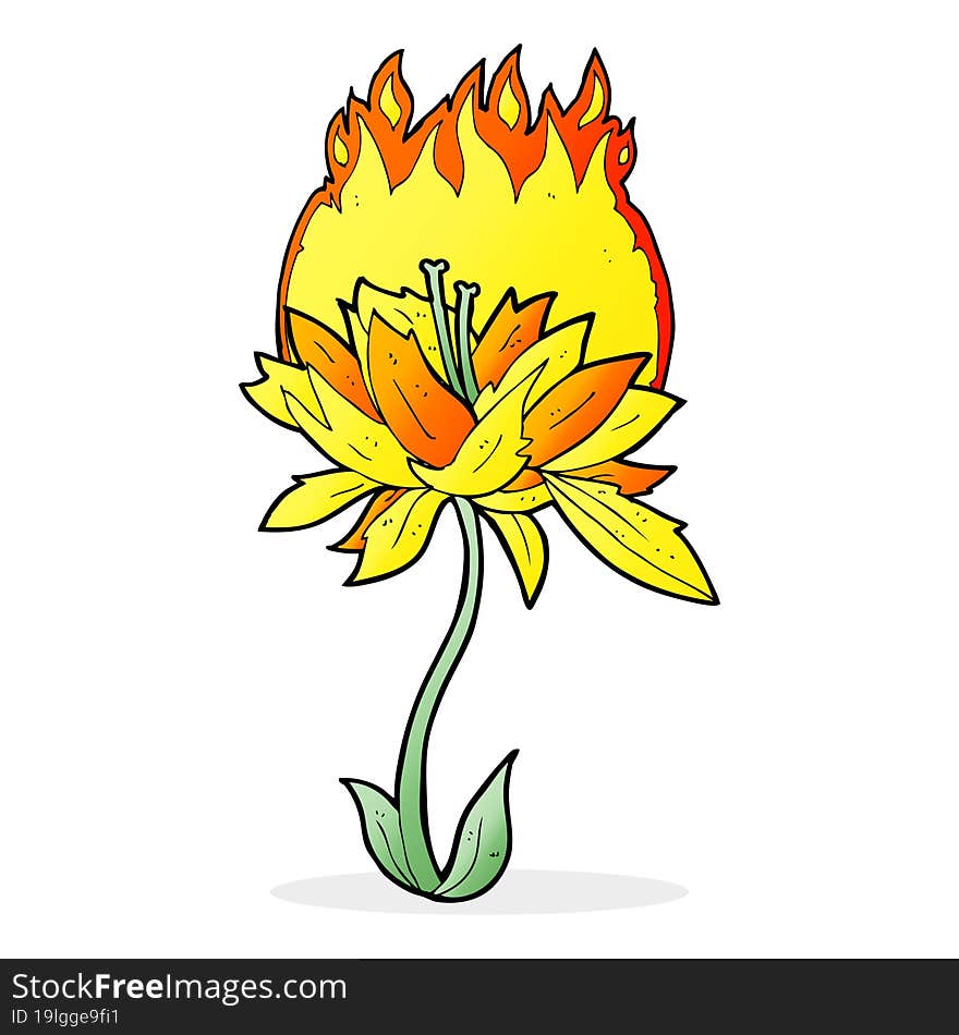 cartoon burning flower