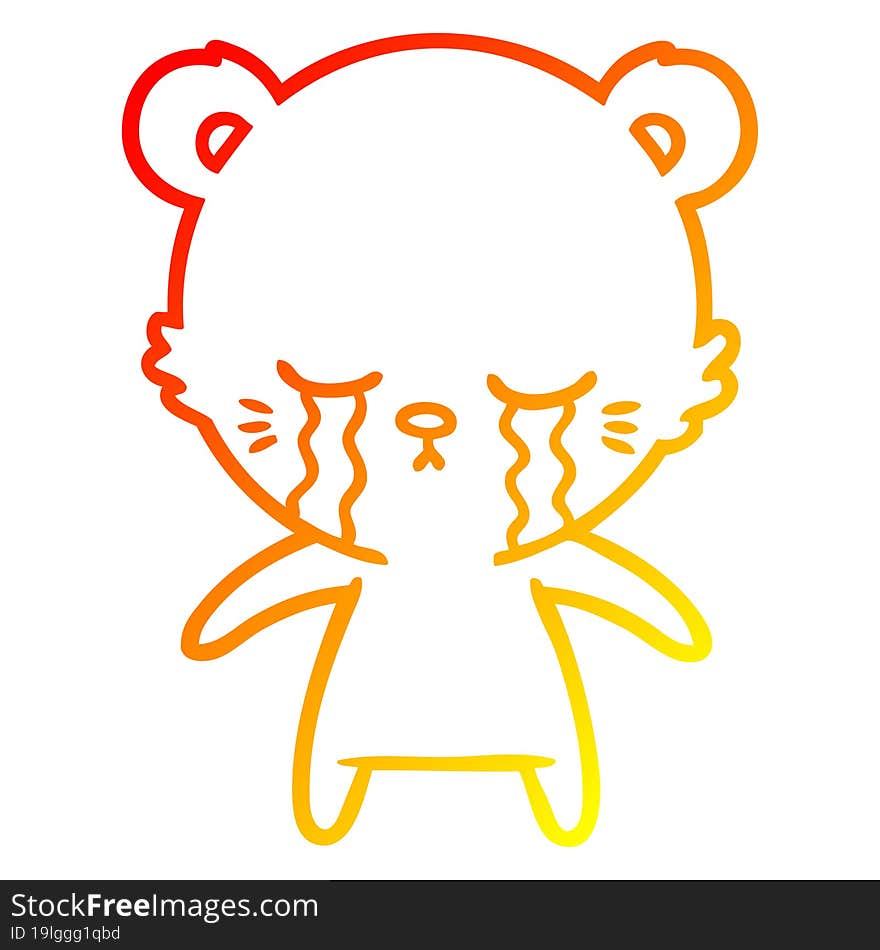 warm gradient line drawing crying cartoon polarbear