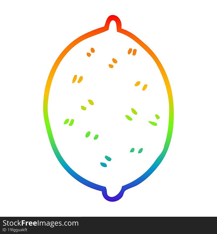 rainbow gradient line drawing cartoon lime fruit