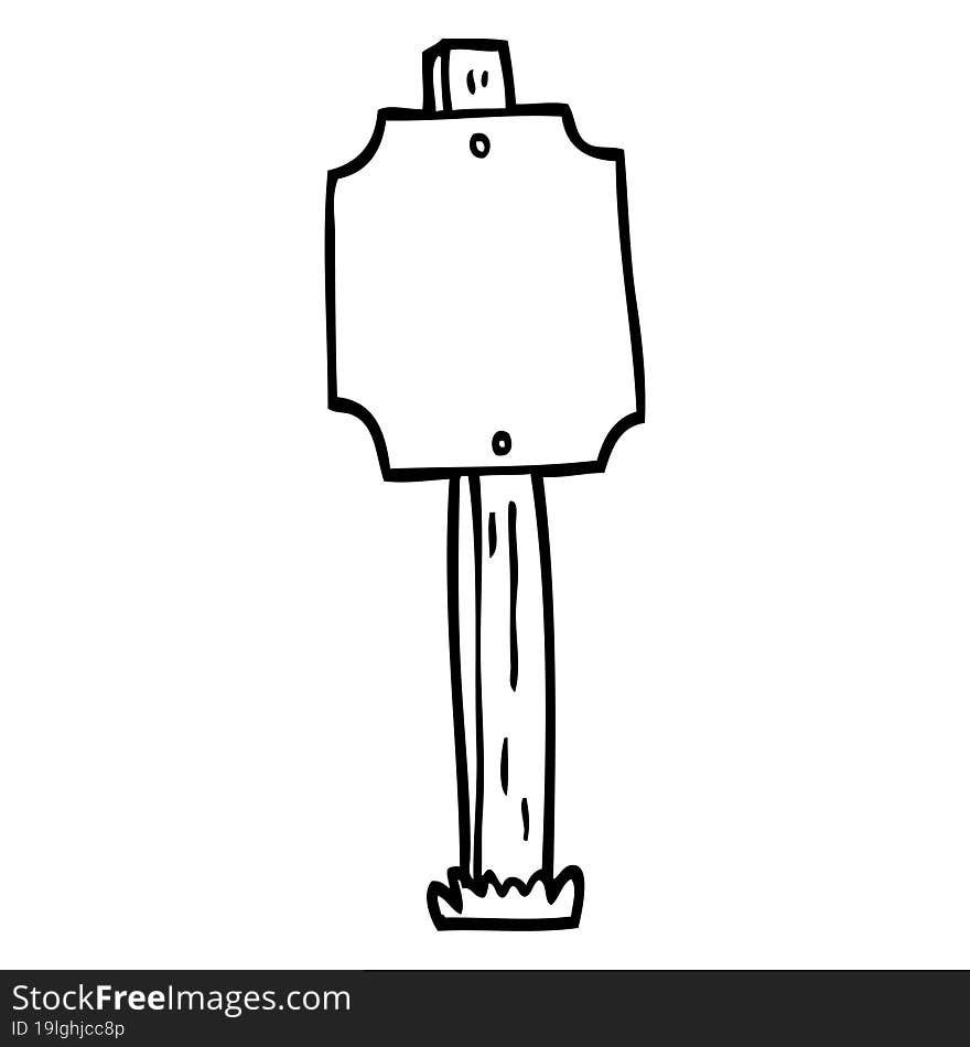 Black And White Cartoon Blank Sign Post