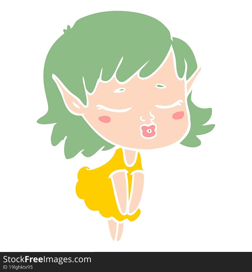 pretty flat color style cartoon elf girl