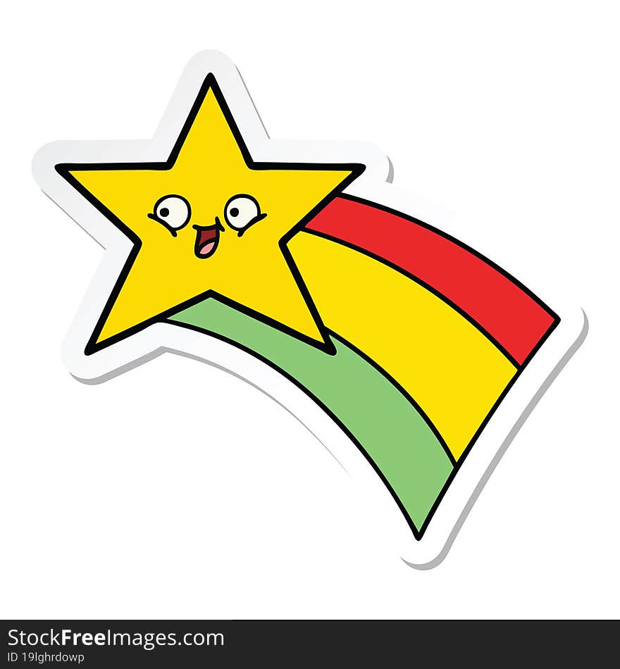 sticker of a cute cartoon shooting rainbow star