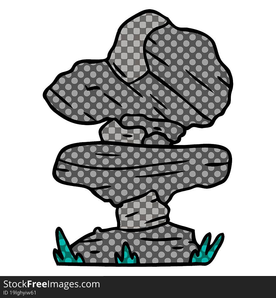 cartoon doodle of grey stone boulders