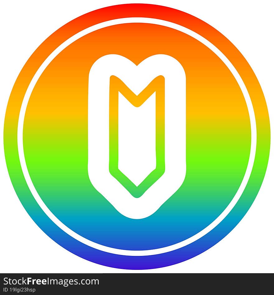 decorative arrow circular icon with rainbow gradient finish. decorative arrow circular icon with rainbow gradient finish