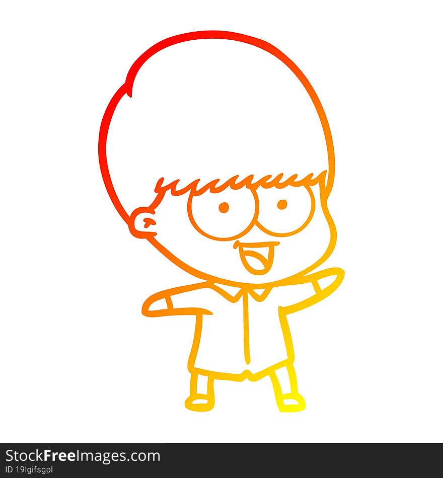 Warm Gradient Line Drawing Happy Cartoon Boy