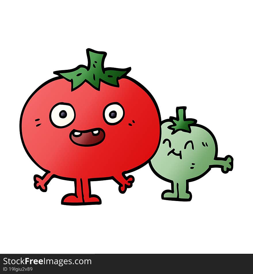 cartoon doodle happy tomatoes