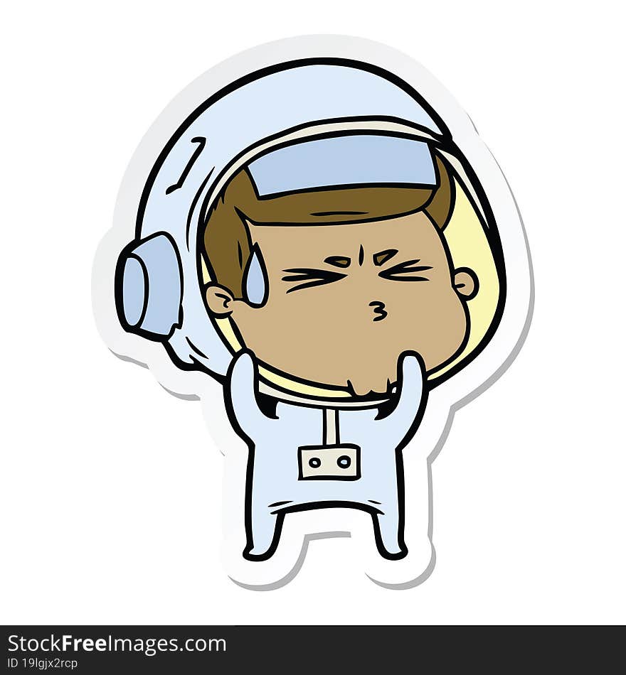 sticker of a cartoon stressed astronaut