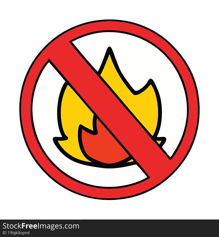 cute cartoon no fire allowed sign