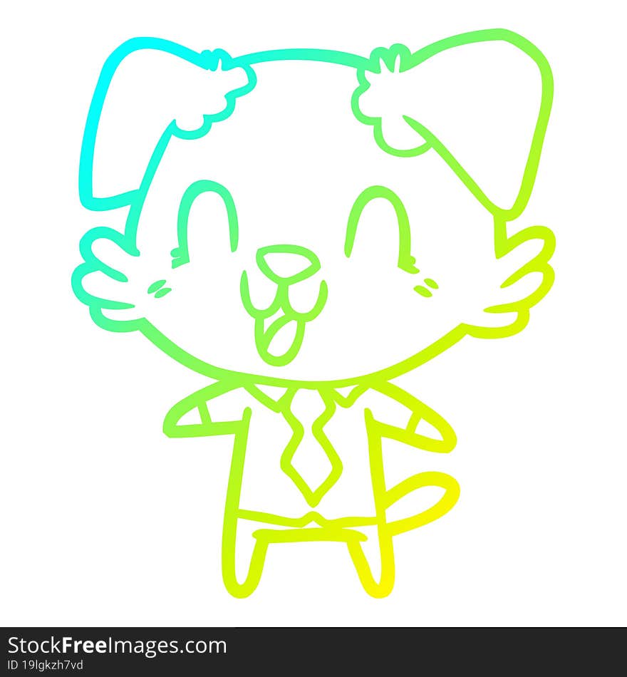 Cold Gradient Line Drawing Laughing Cartoon Dog Manager