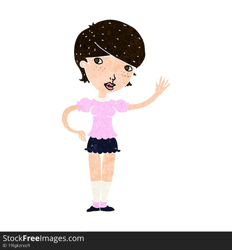 Cartoon Girl Waving