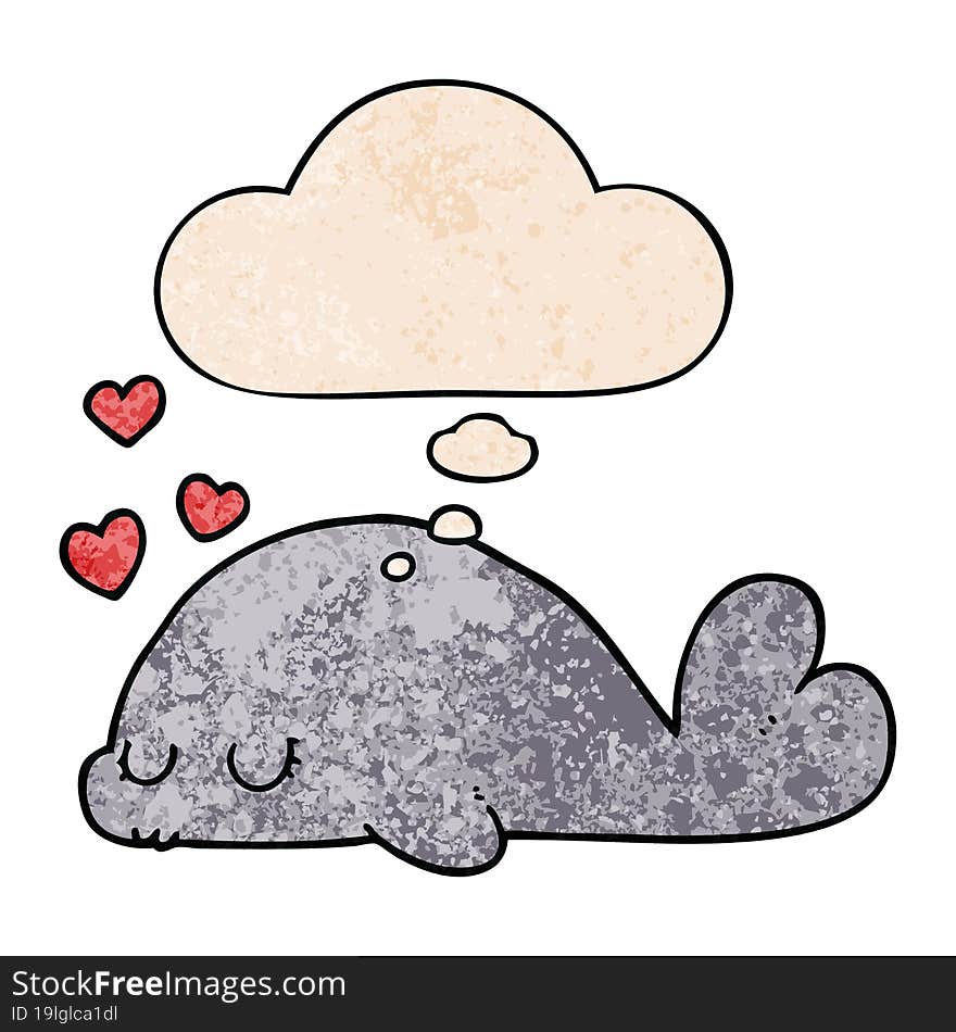 cute cartoon dolphin and thought bubble in grunge texture pattern style