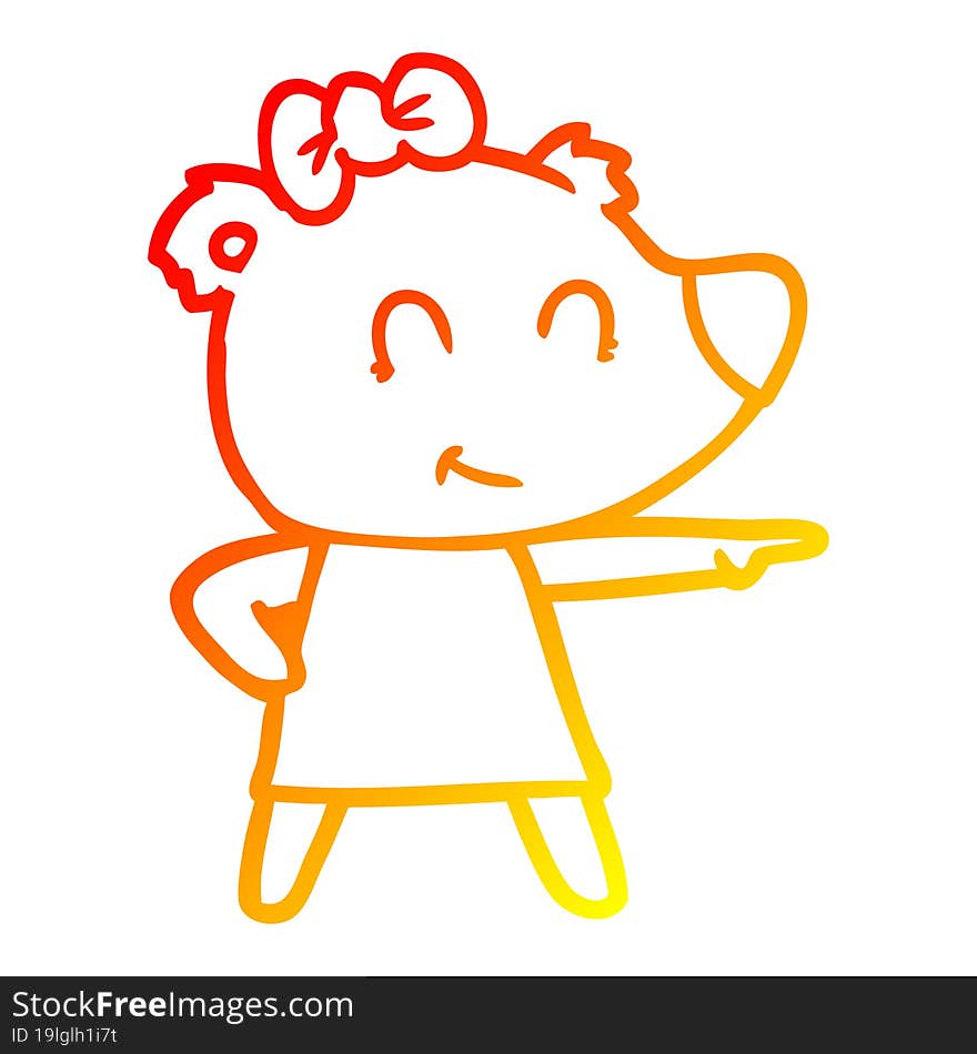 warm gradient line drawing female bear cartoon