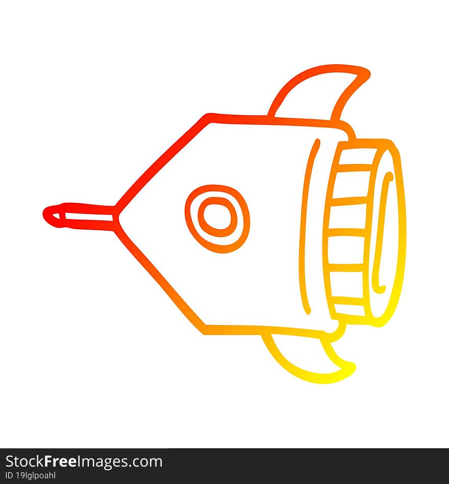 warm gradient line drawing cartoon rocket