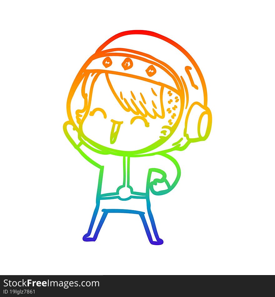 rainbow gradient line drawing happy cartoon space girl