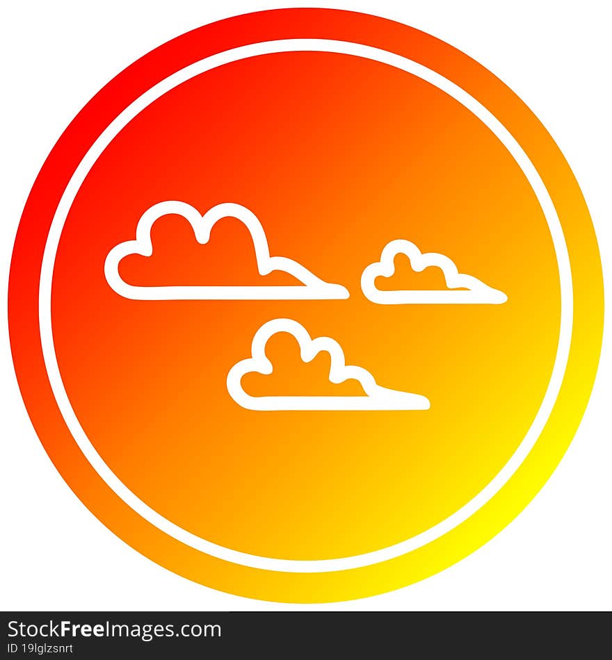 weather cloud circular icon with warm gradient finish. weather cloud circular icon with warm gradient finish