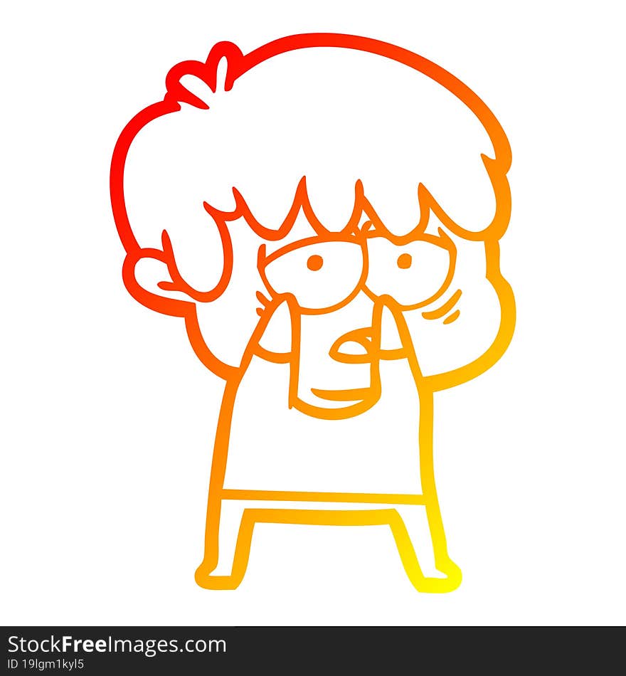 warm gradient line drawing cartoon exhausted boy