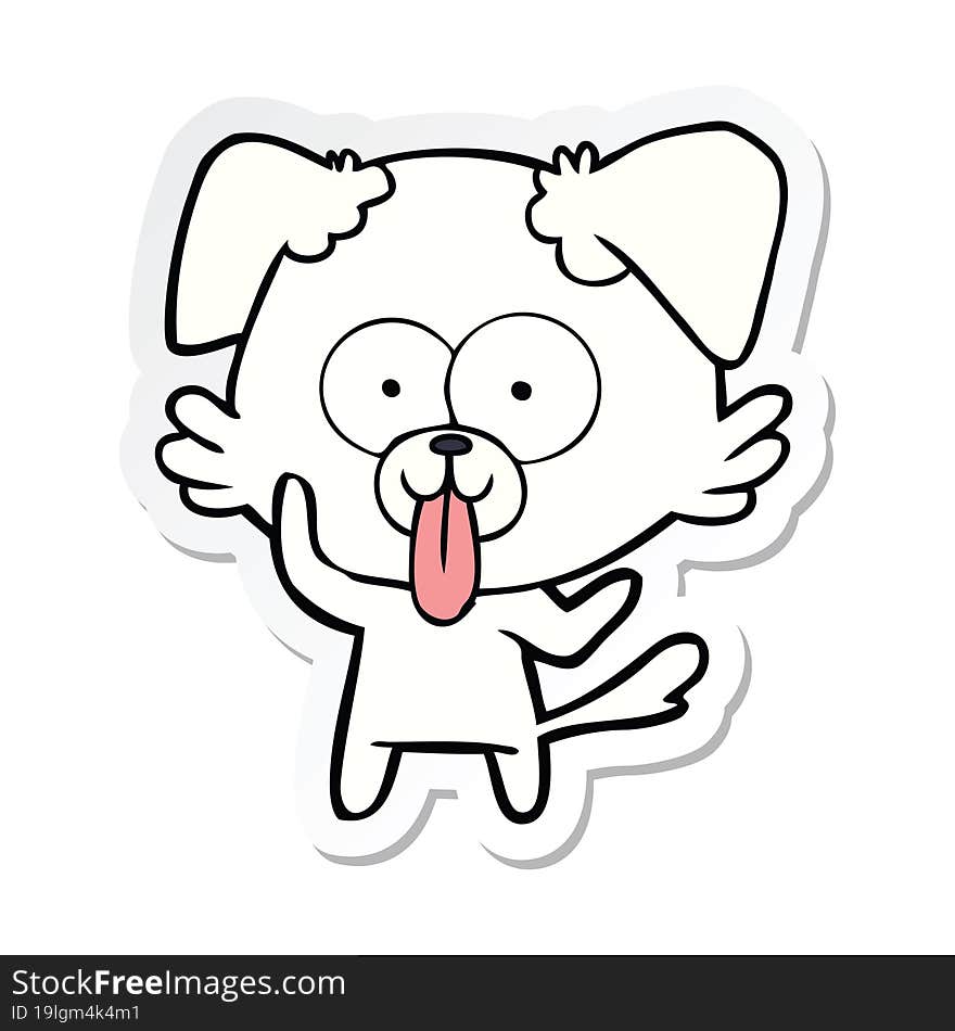 sticker of a cartoon dog with tongue sticking out