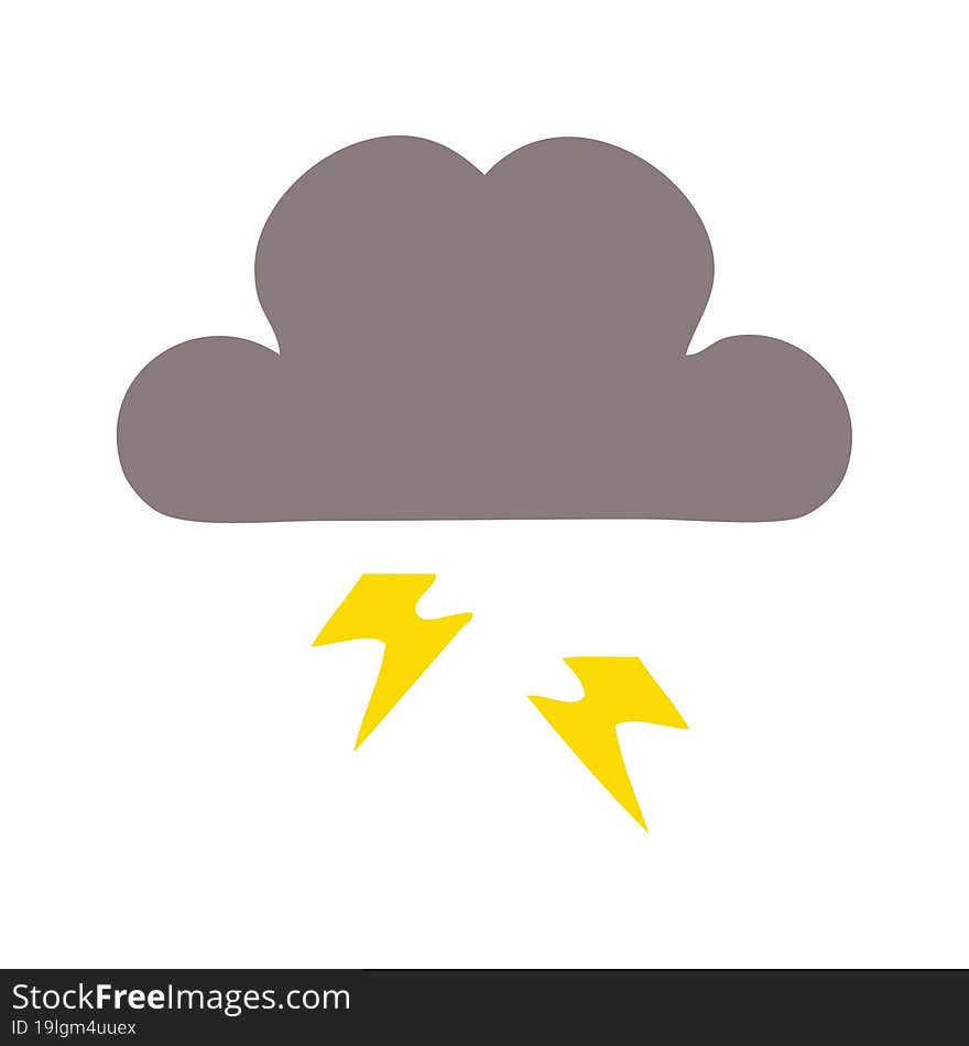 Flat Color Retro Cartoon Storm Cloud