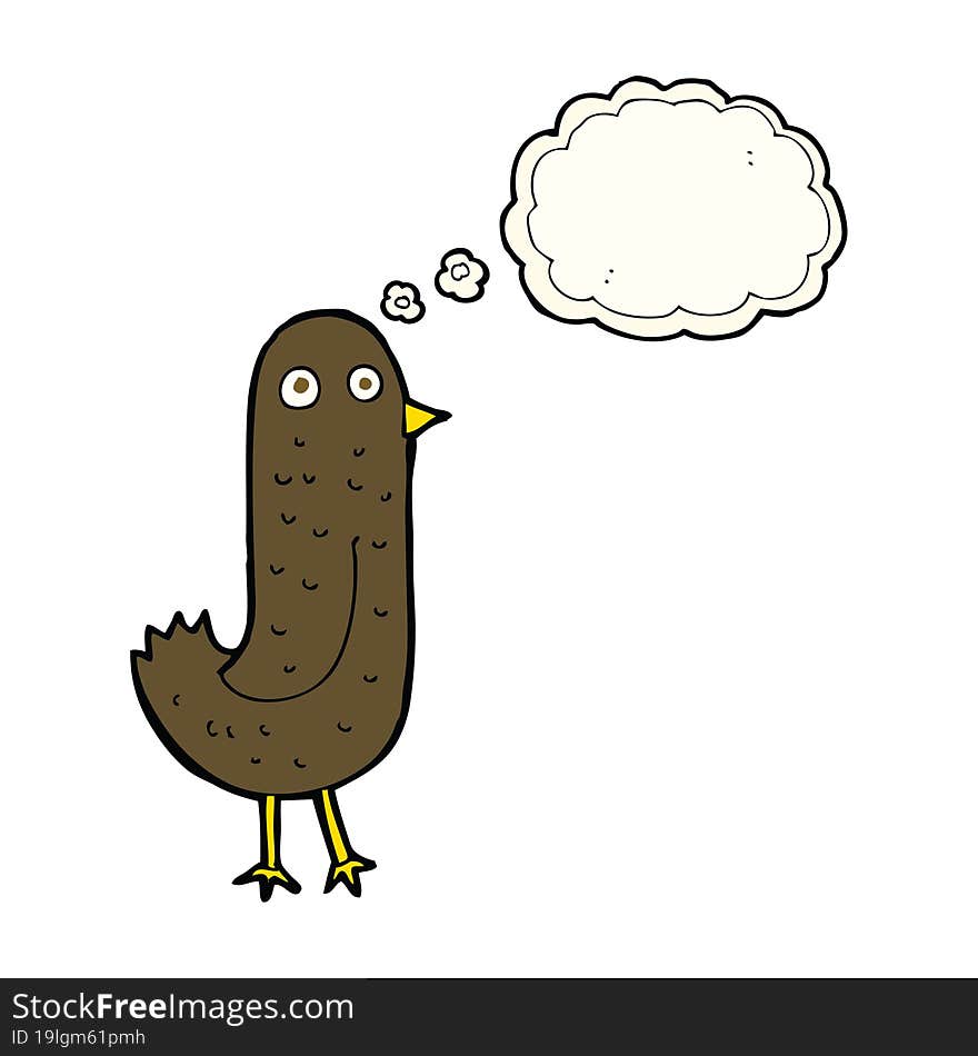 Funny Cartoon Bird With Thought Bubble