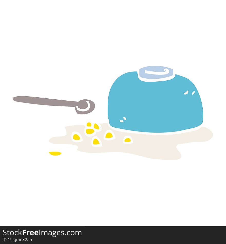 cartoon doodle spilt cereal bowl